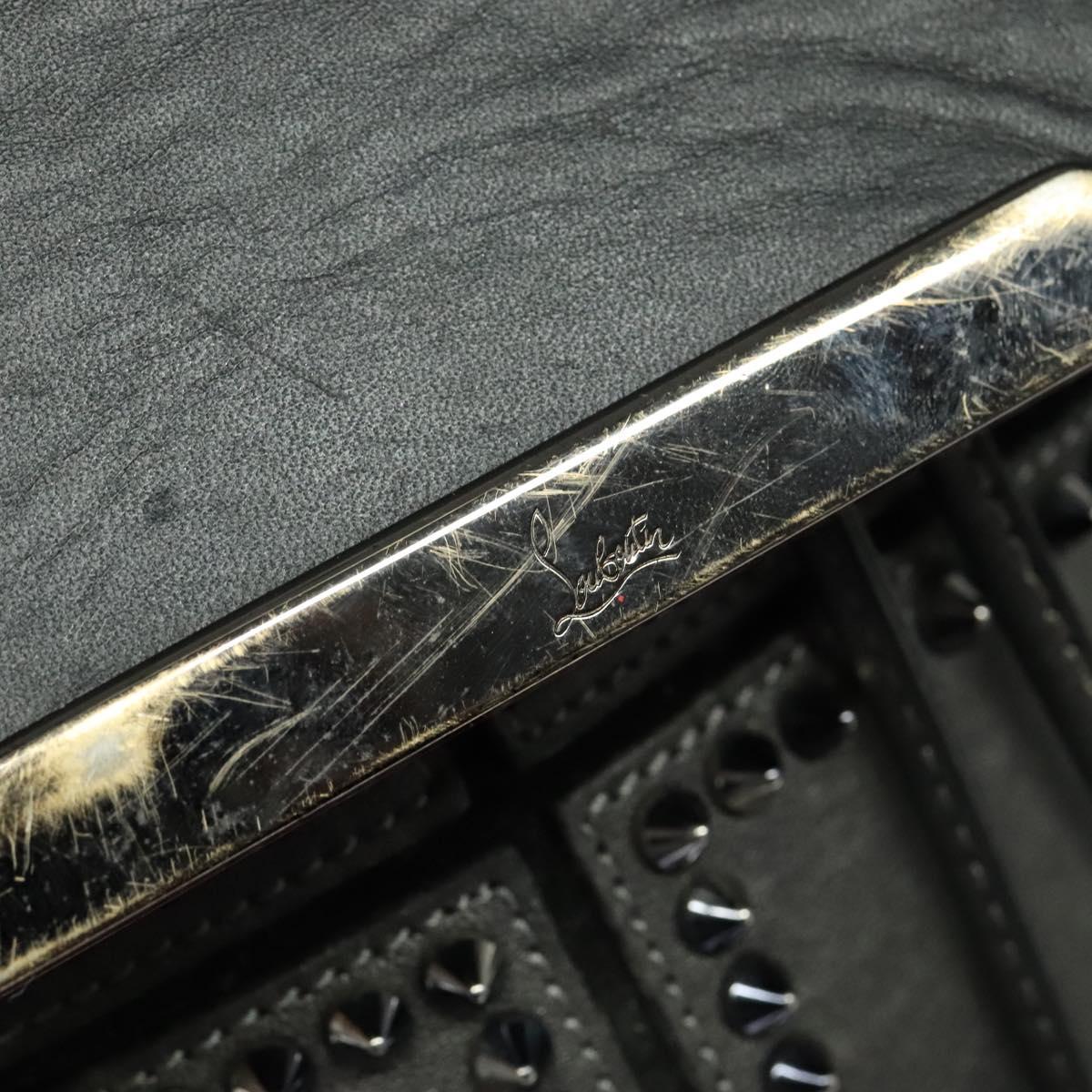 Christian Louboutin Backpack Leather Black Silver Auth bs25217 Christian Louboutin Leather Backpack Black Red ref.2154875  main image 3