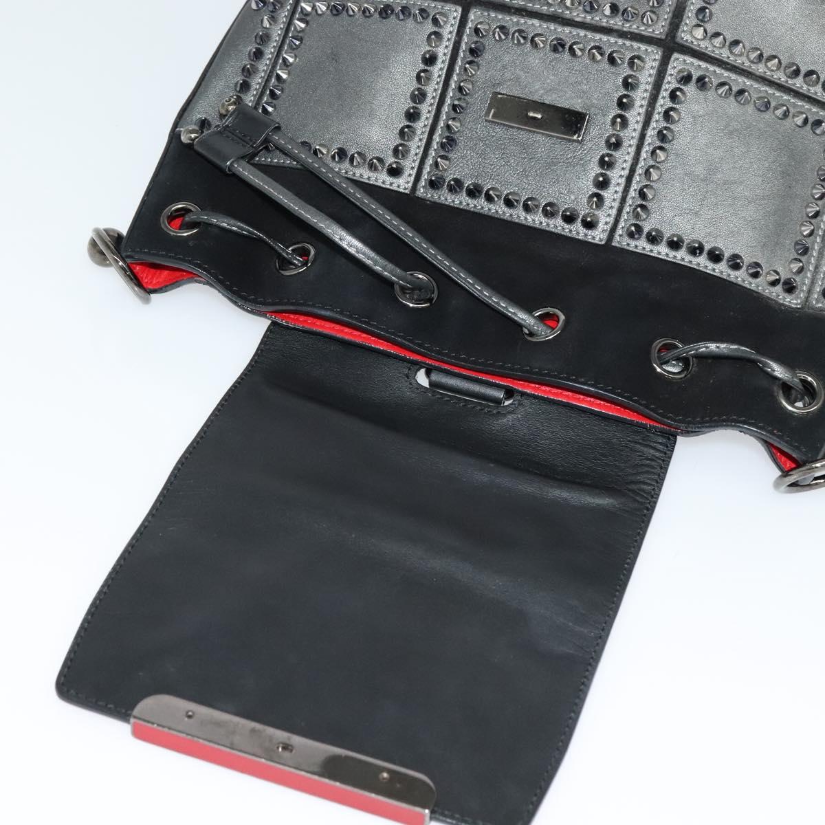 Christian Louboutin Backpack Leather Black Silver Auth bs25217 Christian Louboutin Backpack Leather Black Silver Auth  main image 4