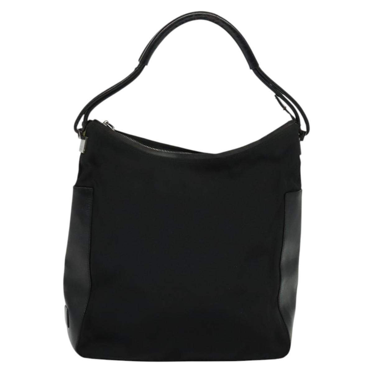 Gucci ブラック レザー バッグ GUCCI Shoulder Bag Nylon Black Silver 001 3770 002122 Auth