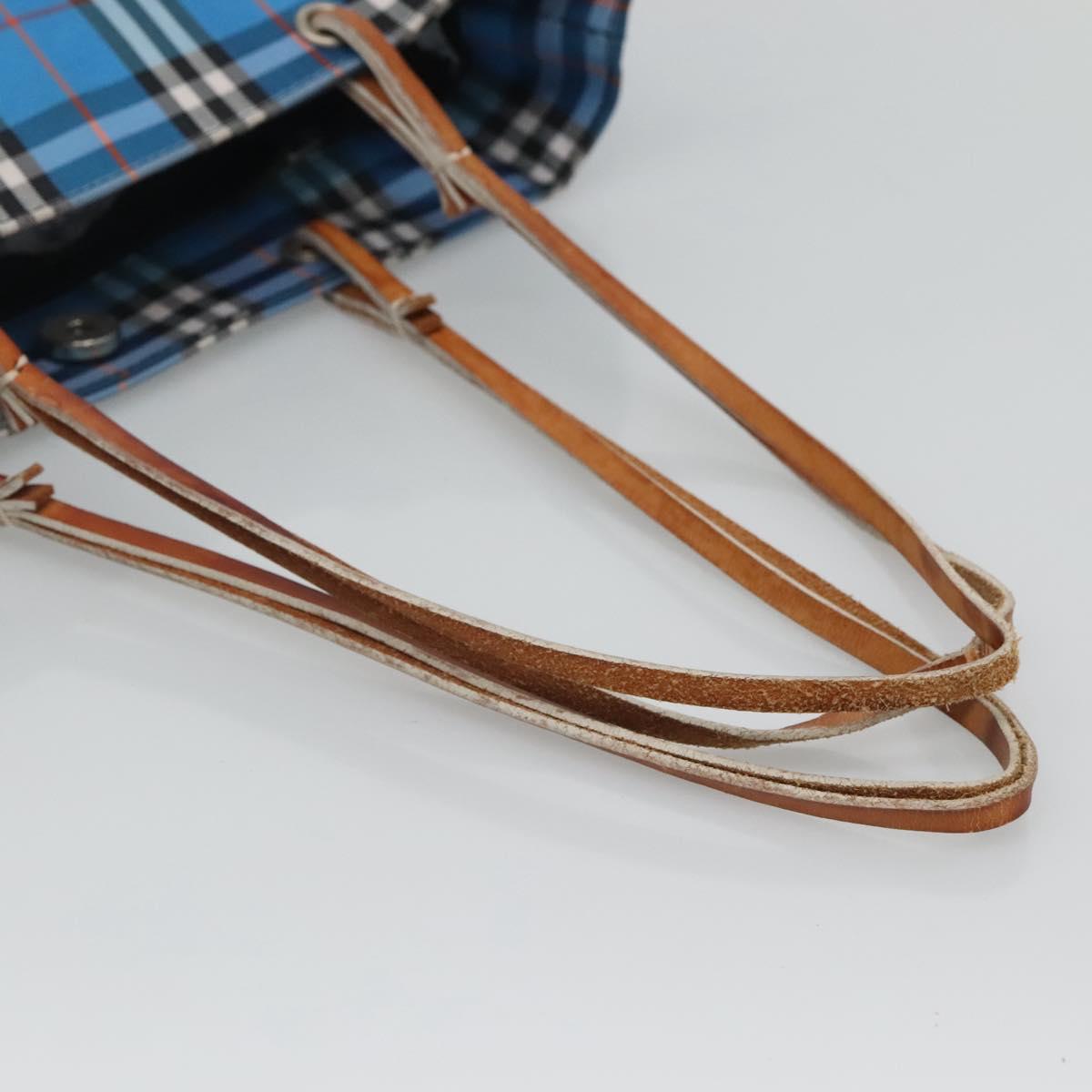 バーバリー　ノバチェック　ブルー　ST BURBERRY BLUE LABEL Nova Check Canvas & Leather Tote Hand