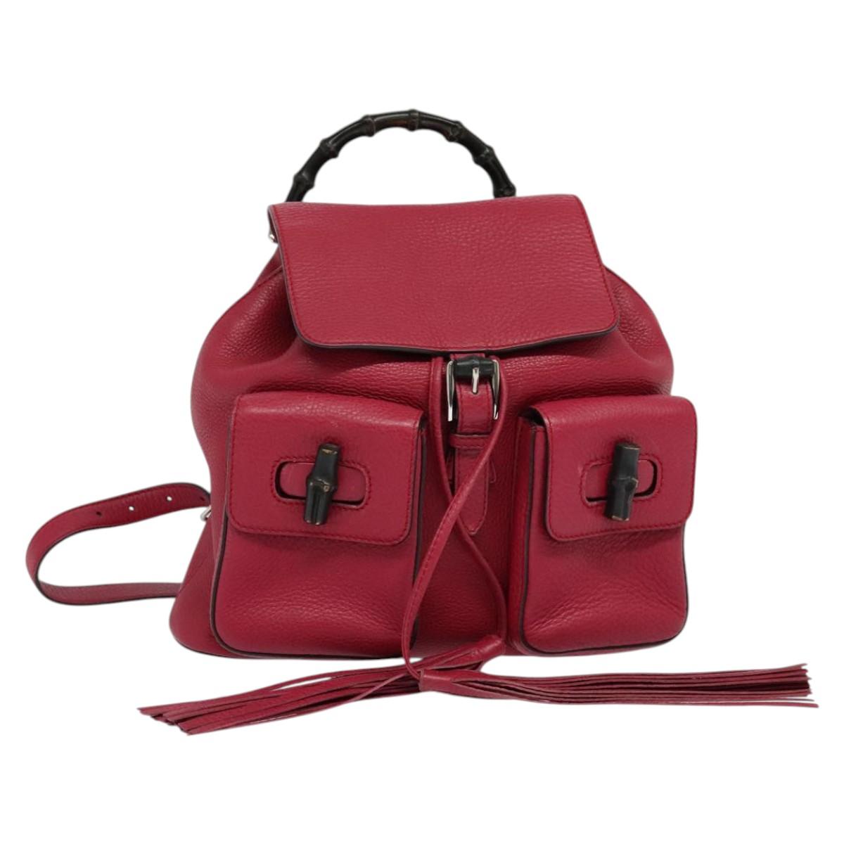 GUCCI Bamboo Backpack Leather Outlet Pink 370833 Auth bs25742 | eBay