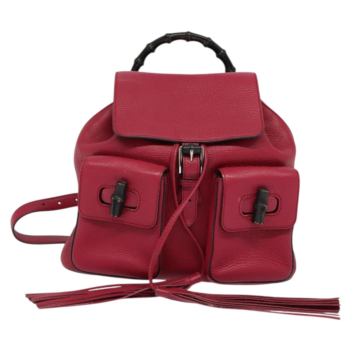 GUCCI Bamboo Backpack Leather Outlet Pink 370833 Auth bs25742 | eBay