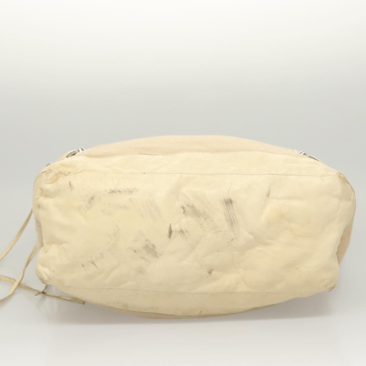 BALENCIAGA The Day Shoulder Bag Canvas Beige Silver 141175 Auth