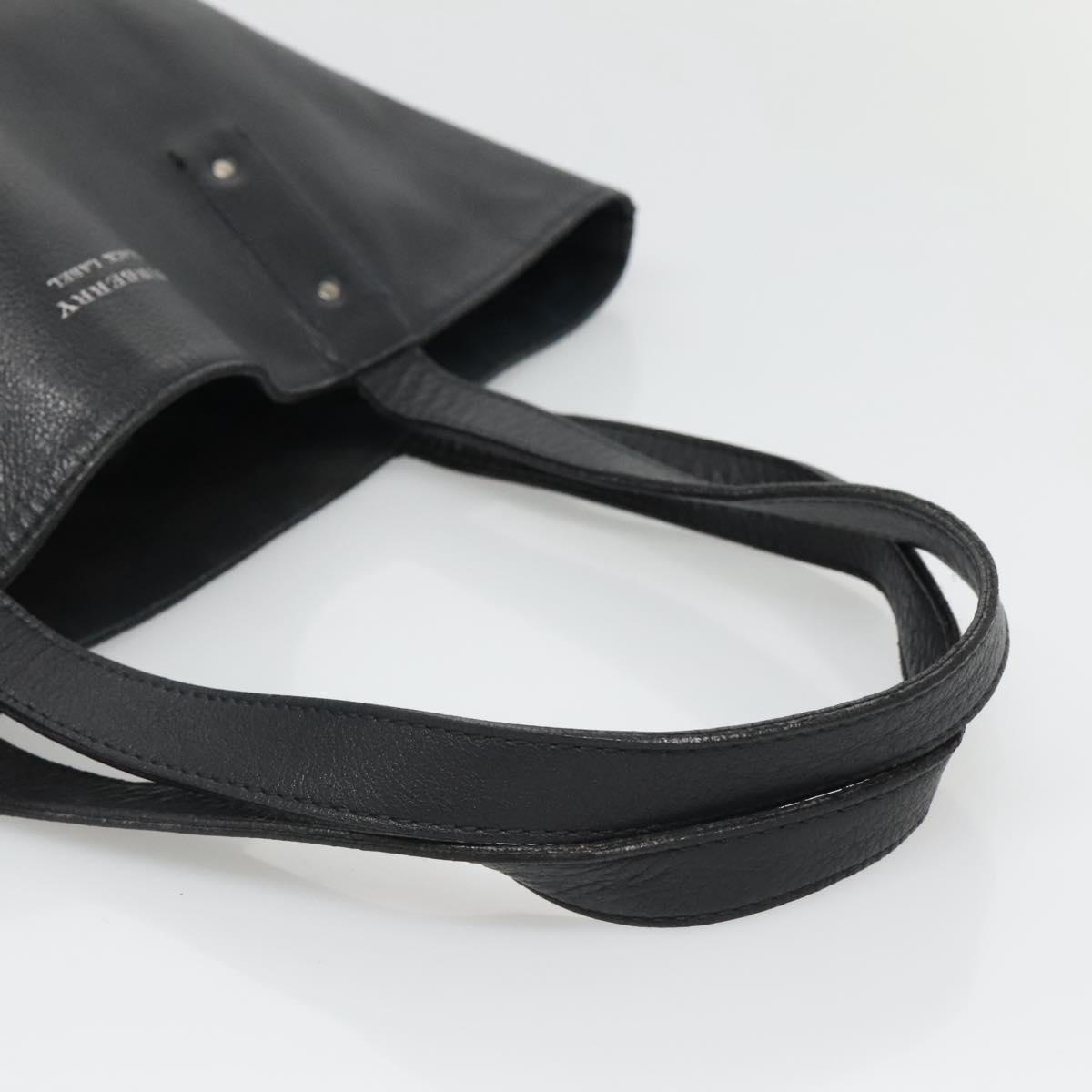 BURBERRY Black Label Tote Bag Leather Black Silver Auth