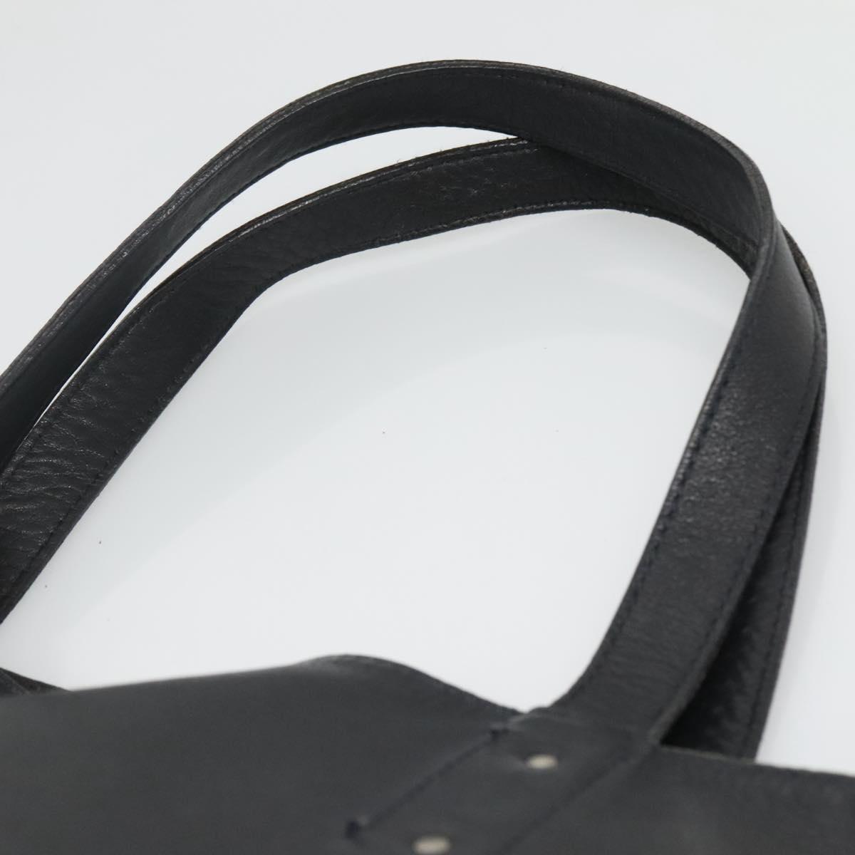 【Digtal】BURBERRY BLACKLABEL BURBERRY Black Label Tote Bag Leather Black Silver Auth
