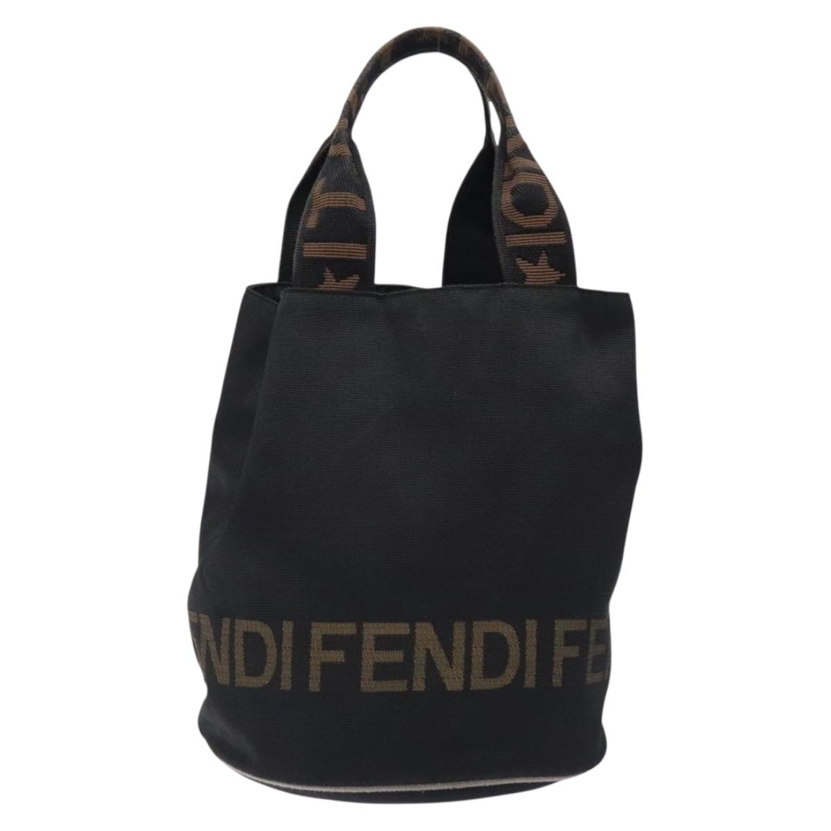 FENDI Hand Bag Canvas Black Silver Auth bs28083 | eBay