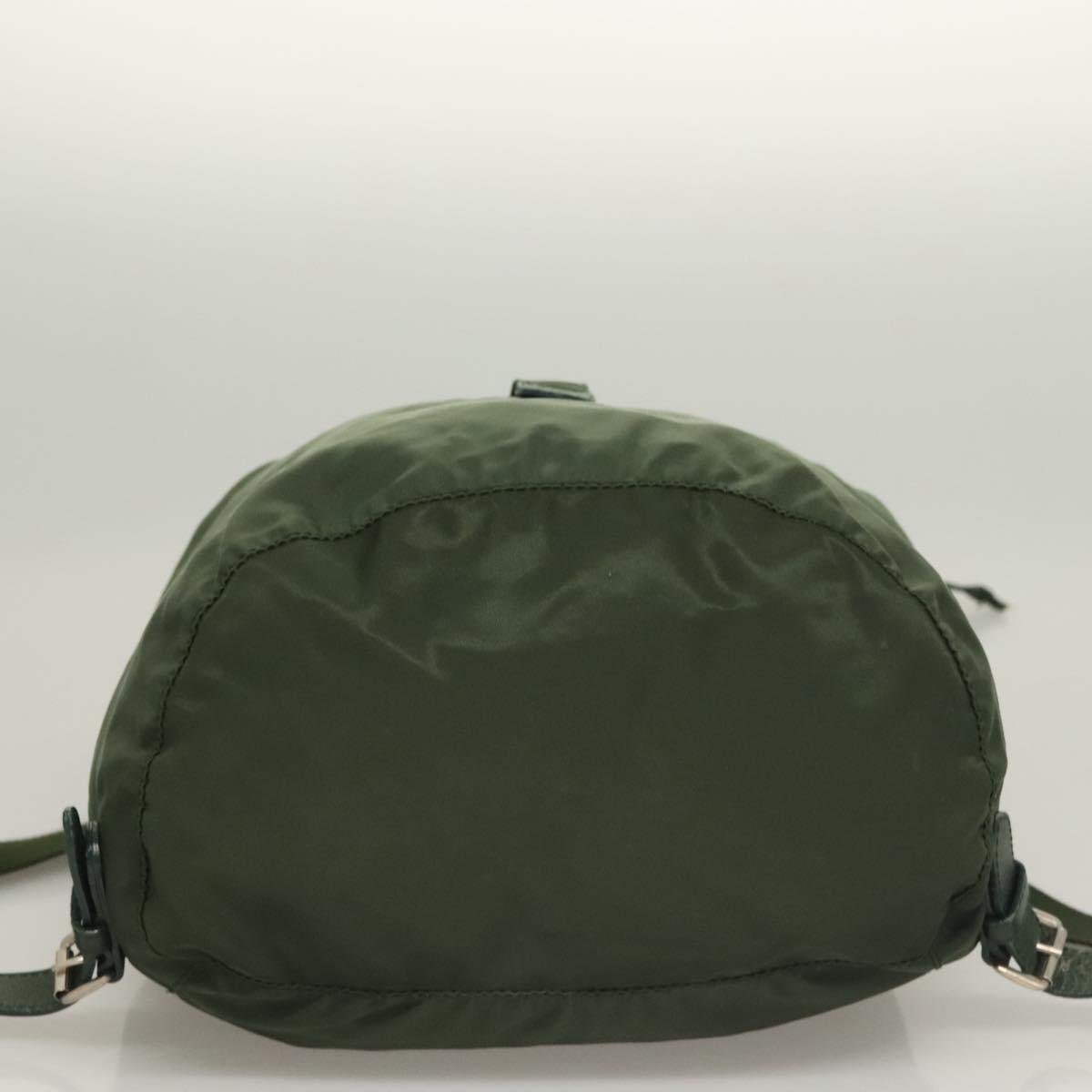 Prada Vera Backpack Khaki Green Nylon Silver Prada Re-Nylon 2VZ135 Backpack in Khaki Leather ref  main image 4