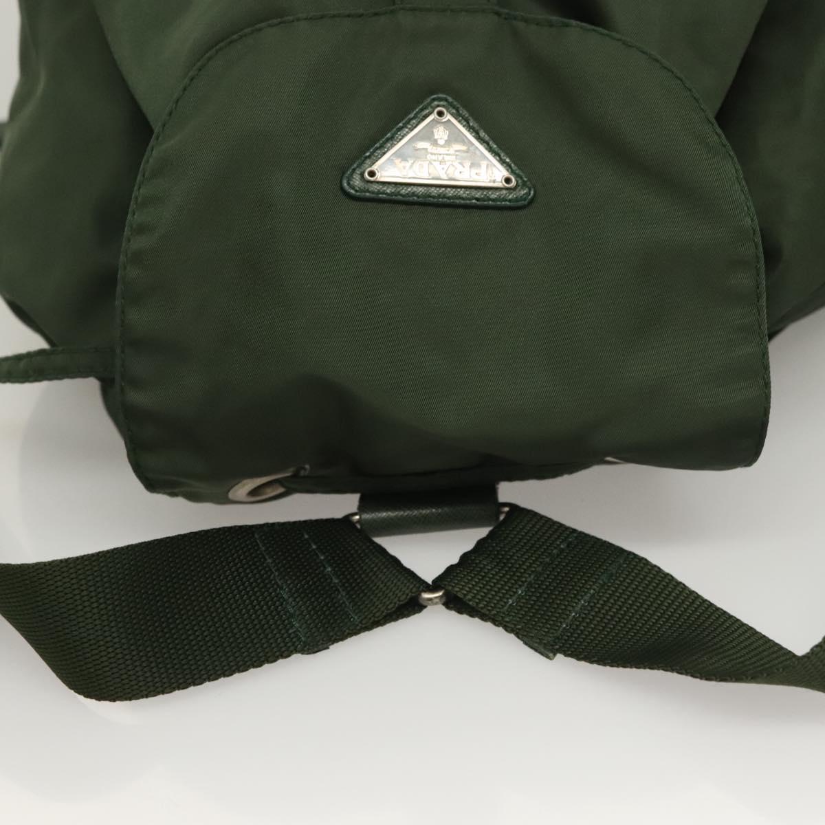Prada Vera Backpack Khaki Green Nylon Silver Prada Re-Nylon 2VZ135 Backpack in Khaki Leather ref  main image 3