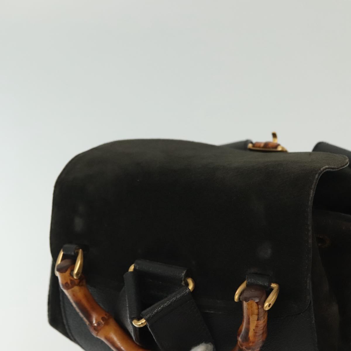 GUCCI Bamboo Backpack Suede Black Gold 003 1998 0016 Auth  display picture 3