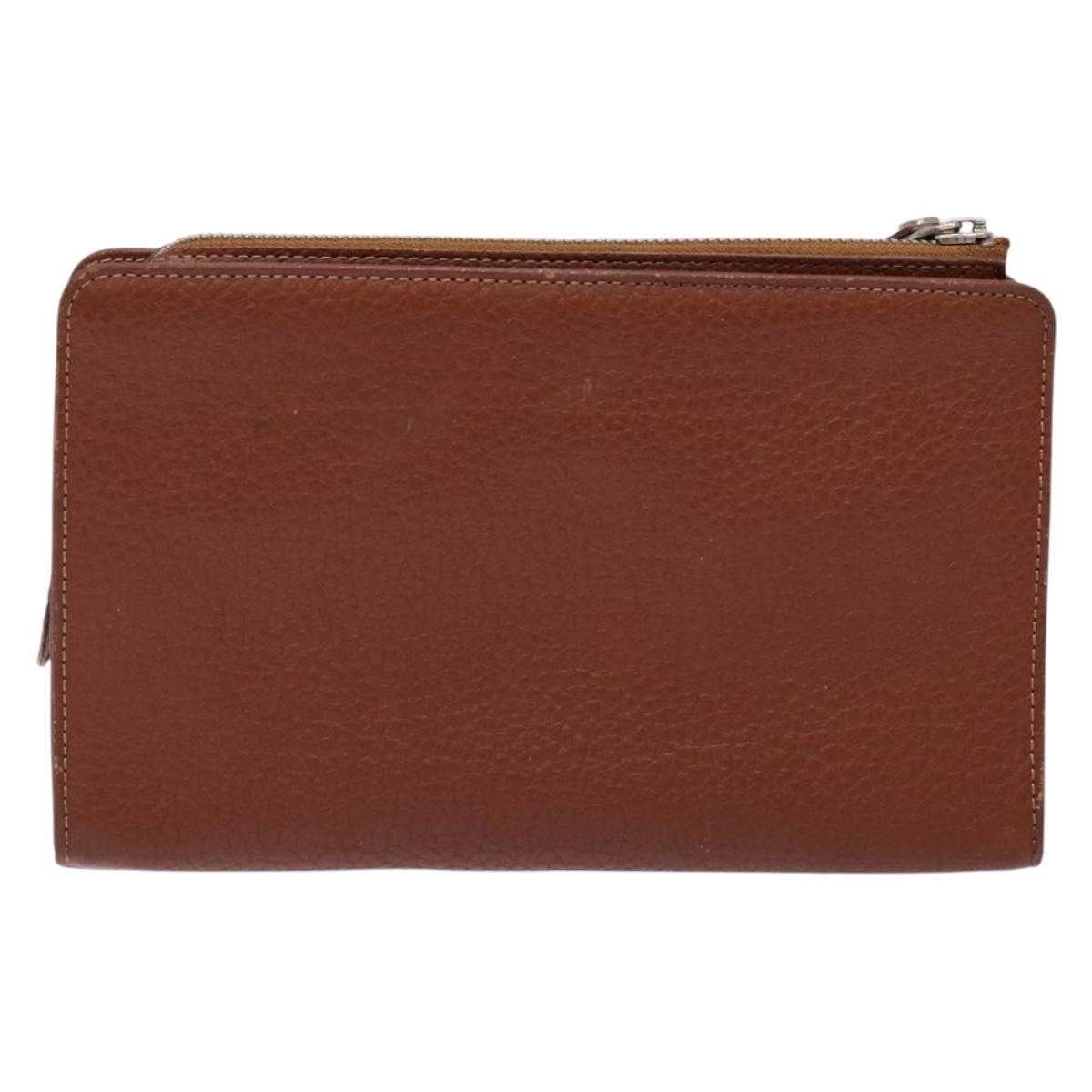 BURBERRY Clutch Bag Leather Brown Gold Auth bs28752 | eBay