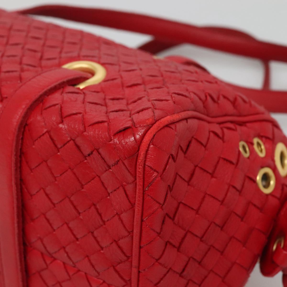 BOTTEGA VENETA INTRECCIATO Shoulder Bag Leather Red Gold