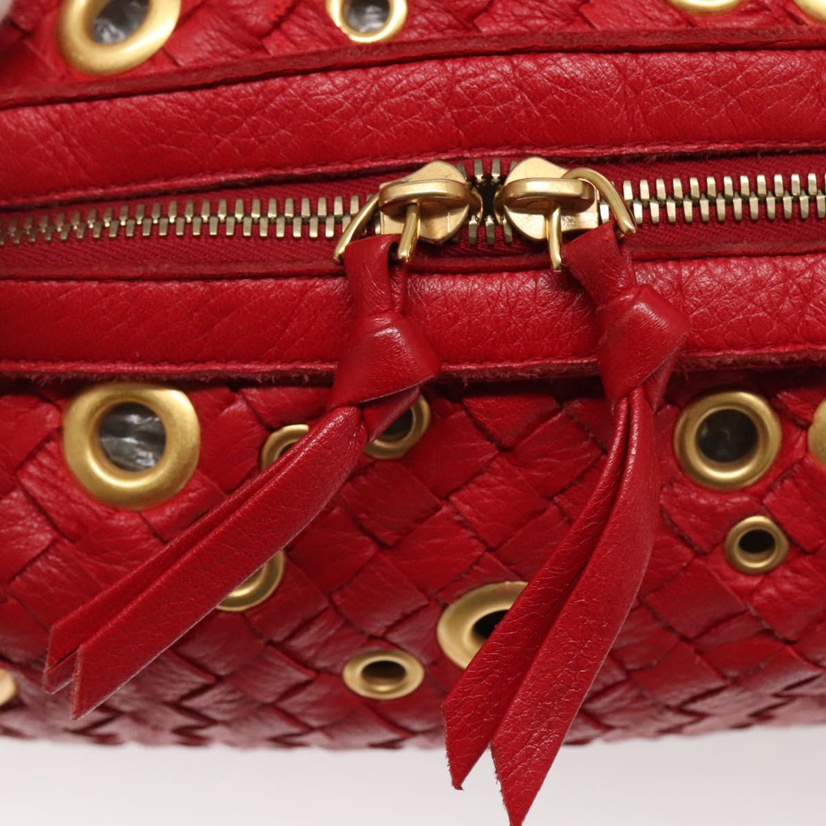 BOTTEGA VENETA INTRECCIATO Shoulder Bag Leather Red Gold