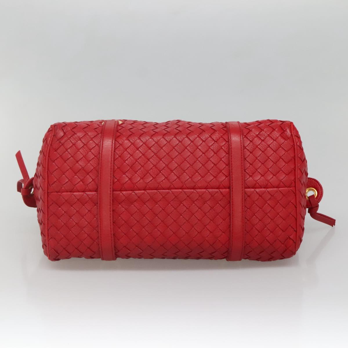BOTTEGA VENETA INTRECCIATO Shoulder Bag Leather Red Gold