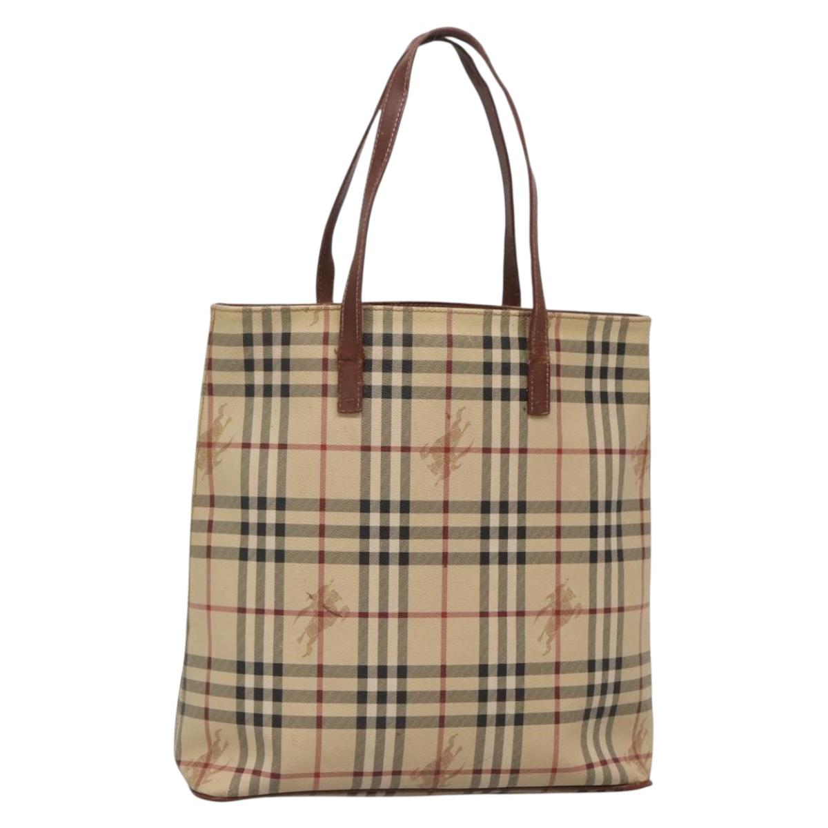 BURBERRY Nova Check Tote Bag PVC Beige gold Auth bs28985 | eBay