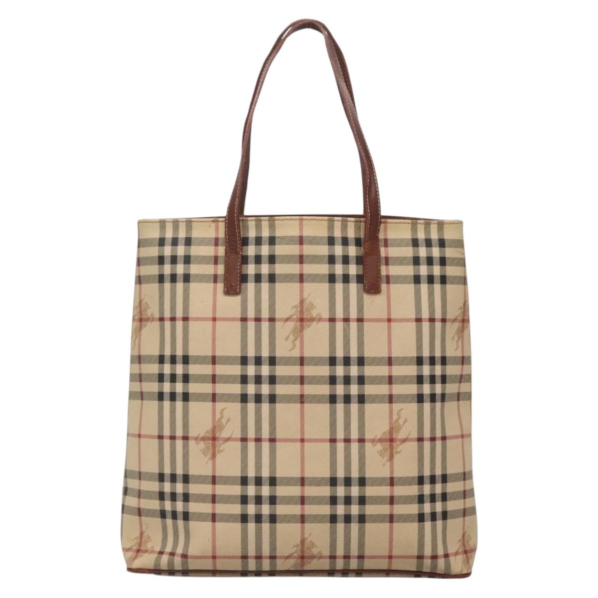 BURBERRY Nova Check Tote Bag PVC Beige gold Auth bs28985 | eBay