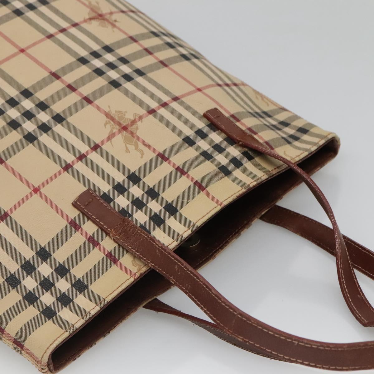 BURBERRY Nova Check Tote Bag PVC Beige gold Auth bs28985 | eBay