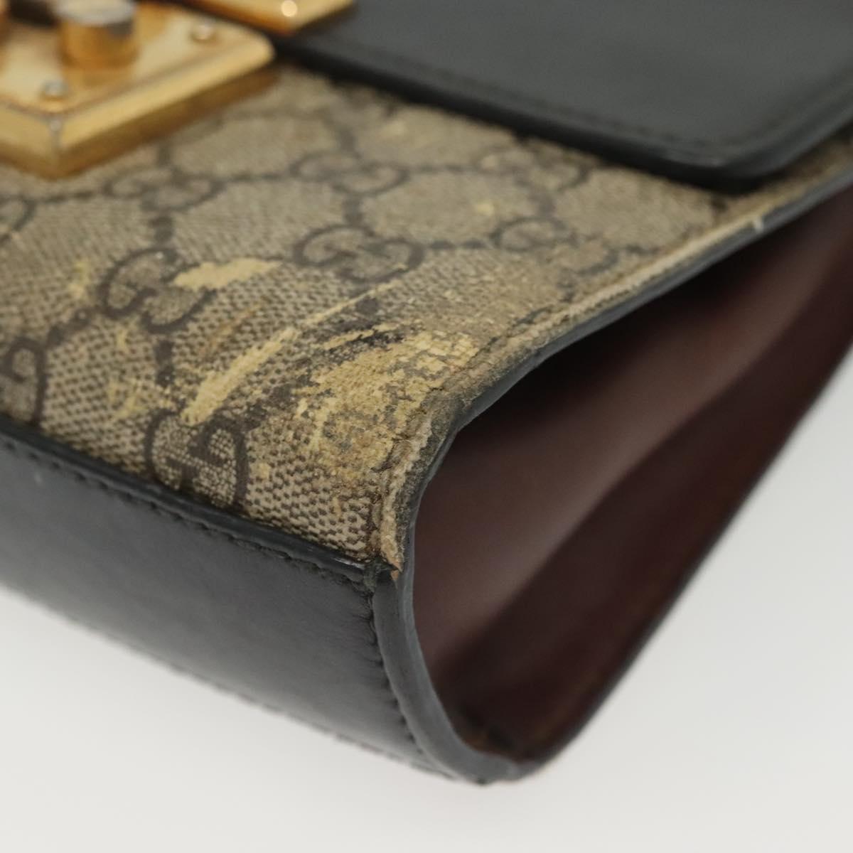 GUCCI GG Supreme Chain Shoulder Bag PVC Beige Gold 409487 Auth