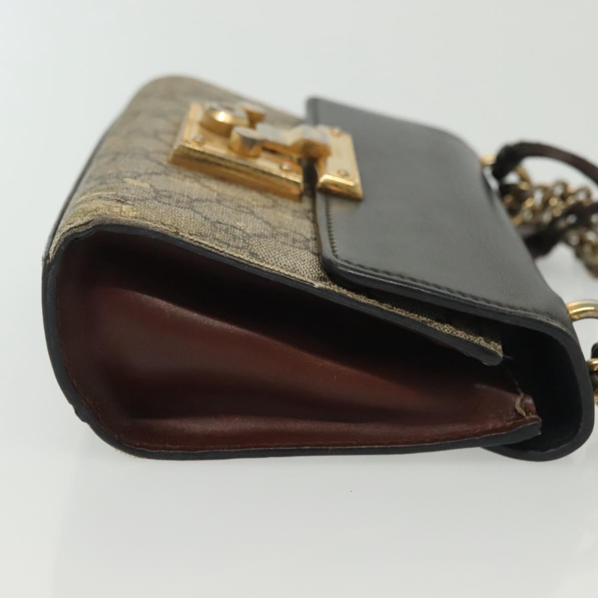 GUCCI GG Supreme Chain Shoulder Bag PVC Beige Gold 409487 Auth