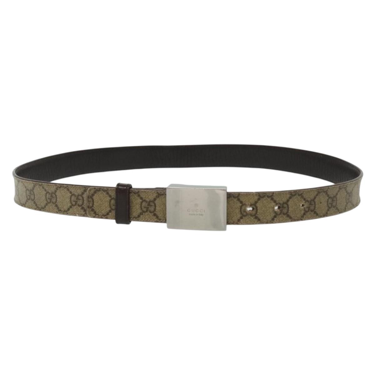 GUCCI GG Supreme Belt Leather 2 Set Black Beige Auth bs29191  display picture 2