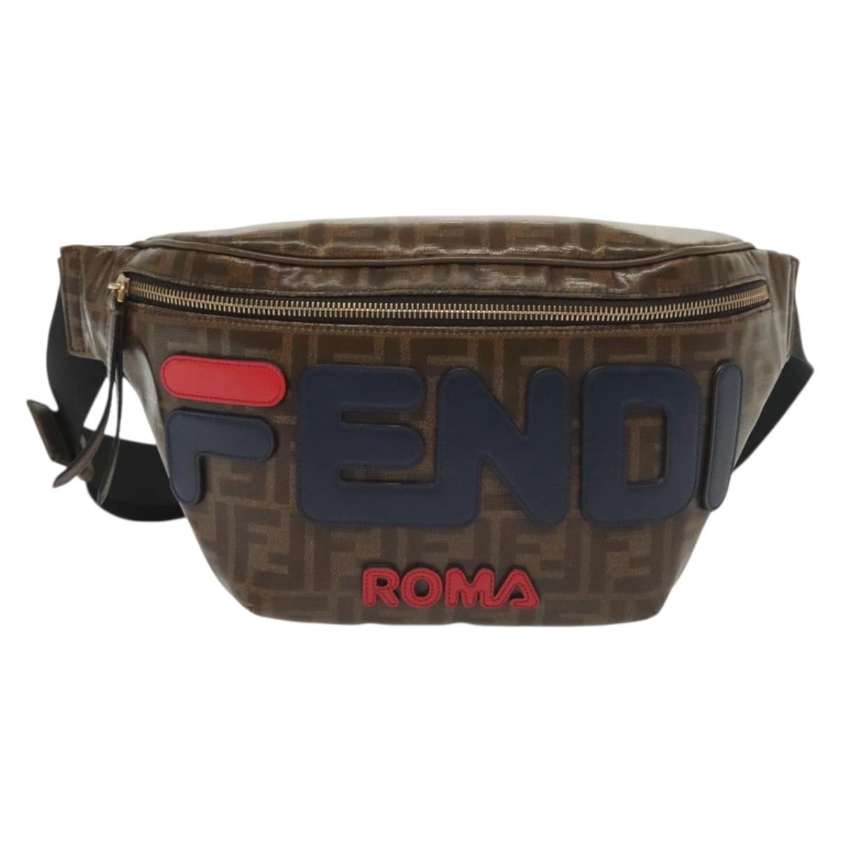 FENDI Zucca Canvas FILA Collaboration Waist Bag Coated Canvas Auth