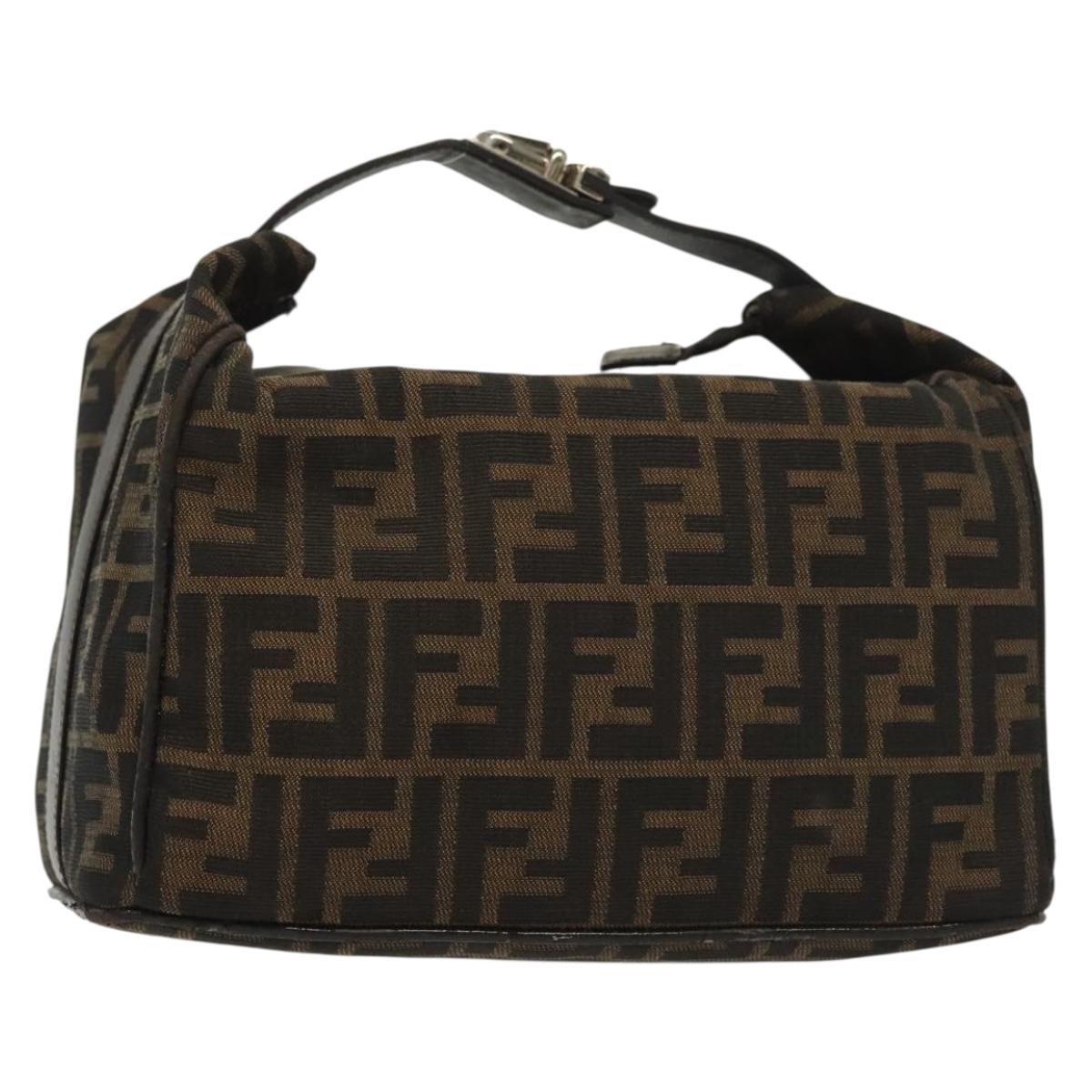 FENDI Zucca Canvas Vanity Pouch Black Brown Silver Auth bs29279 | eBay