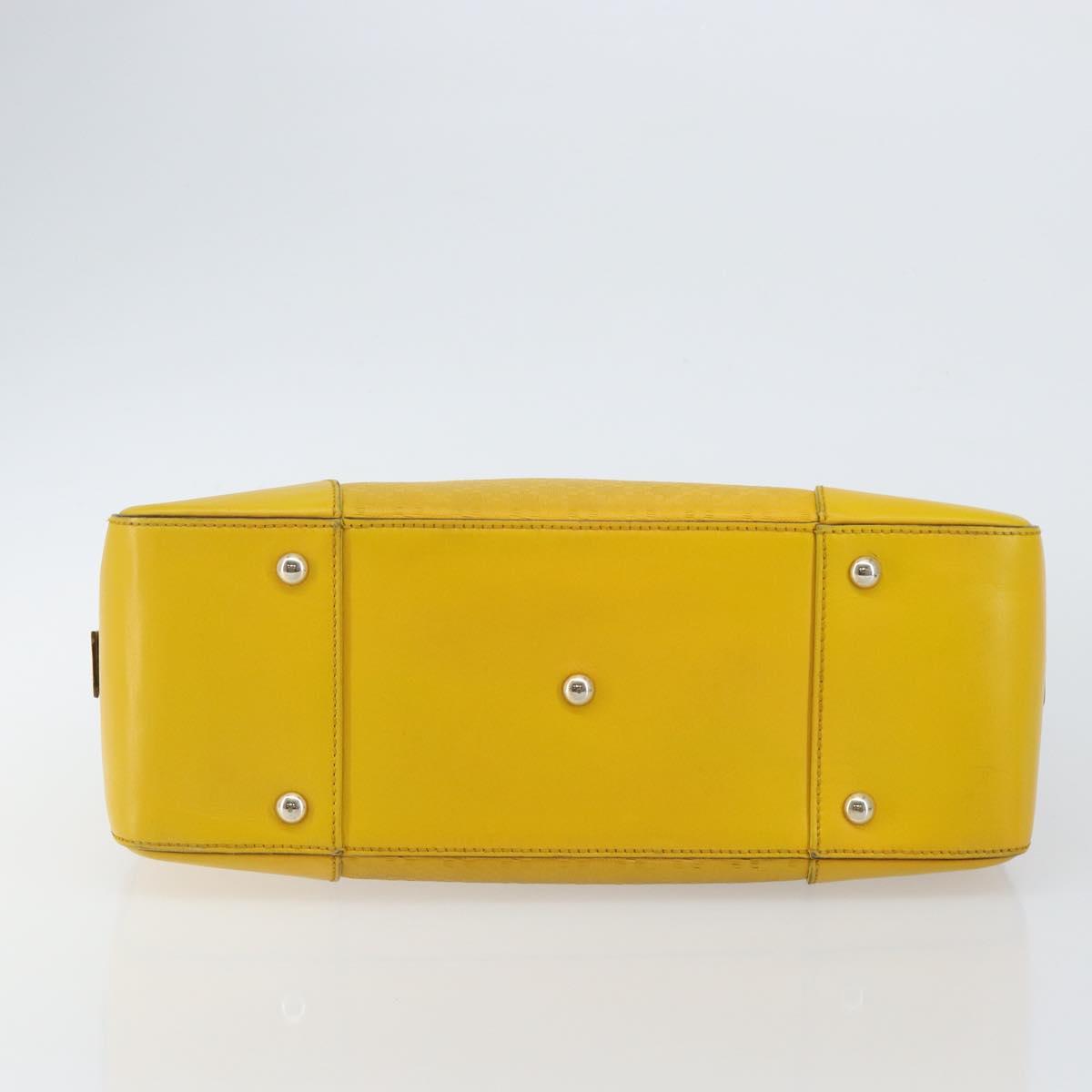 GUCCI Diamante Hand Bag Leather Yellow Silver 354332 Auth bs29447