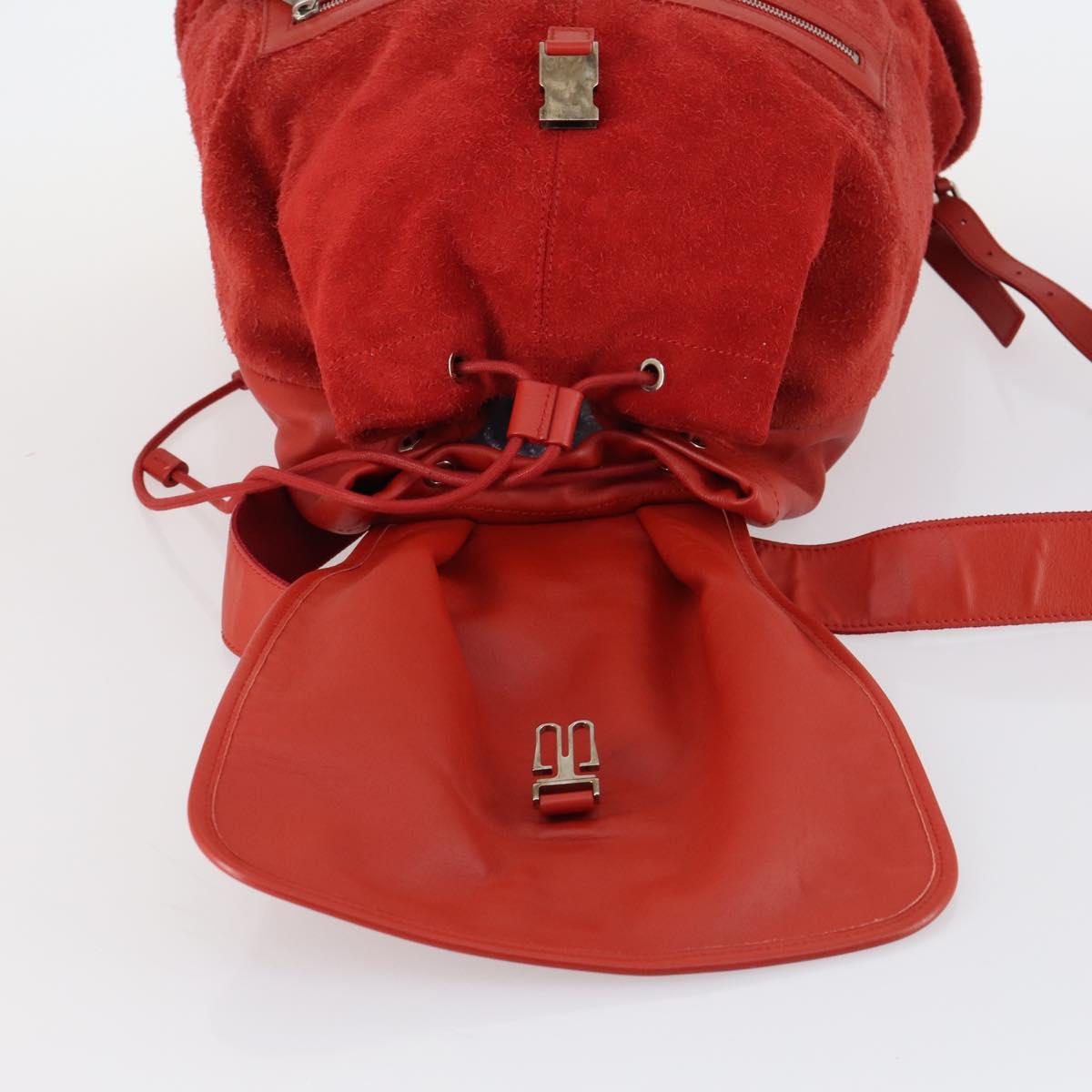 BALENCIAGA Backpack Suede Red Silver Auth bs29626 | eBay display picture 1