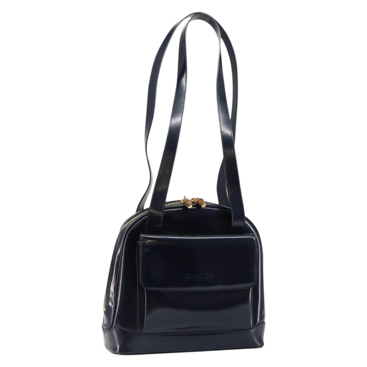 GUCCI Bamboo Shoulder Bag Patent leather Navy Gold 001 2113  display picture 2