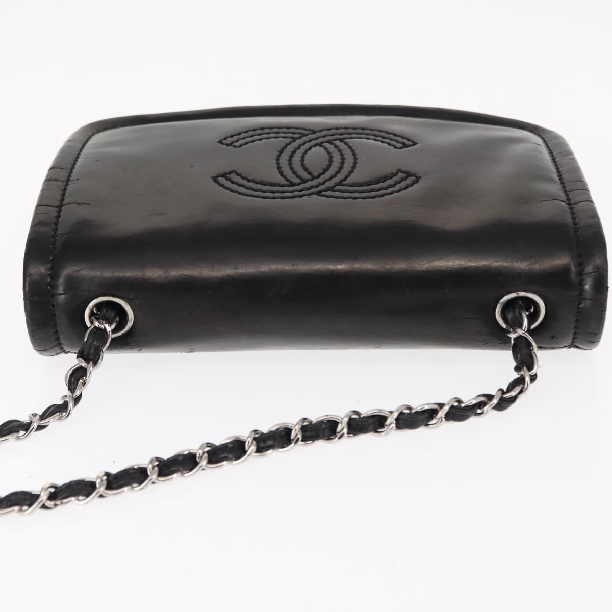CHANEL Chain Shoulder Bag Patent leather Black Gold CC Auth