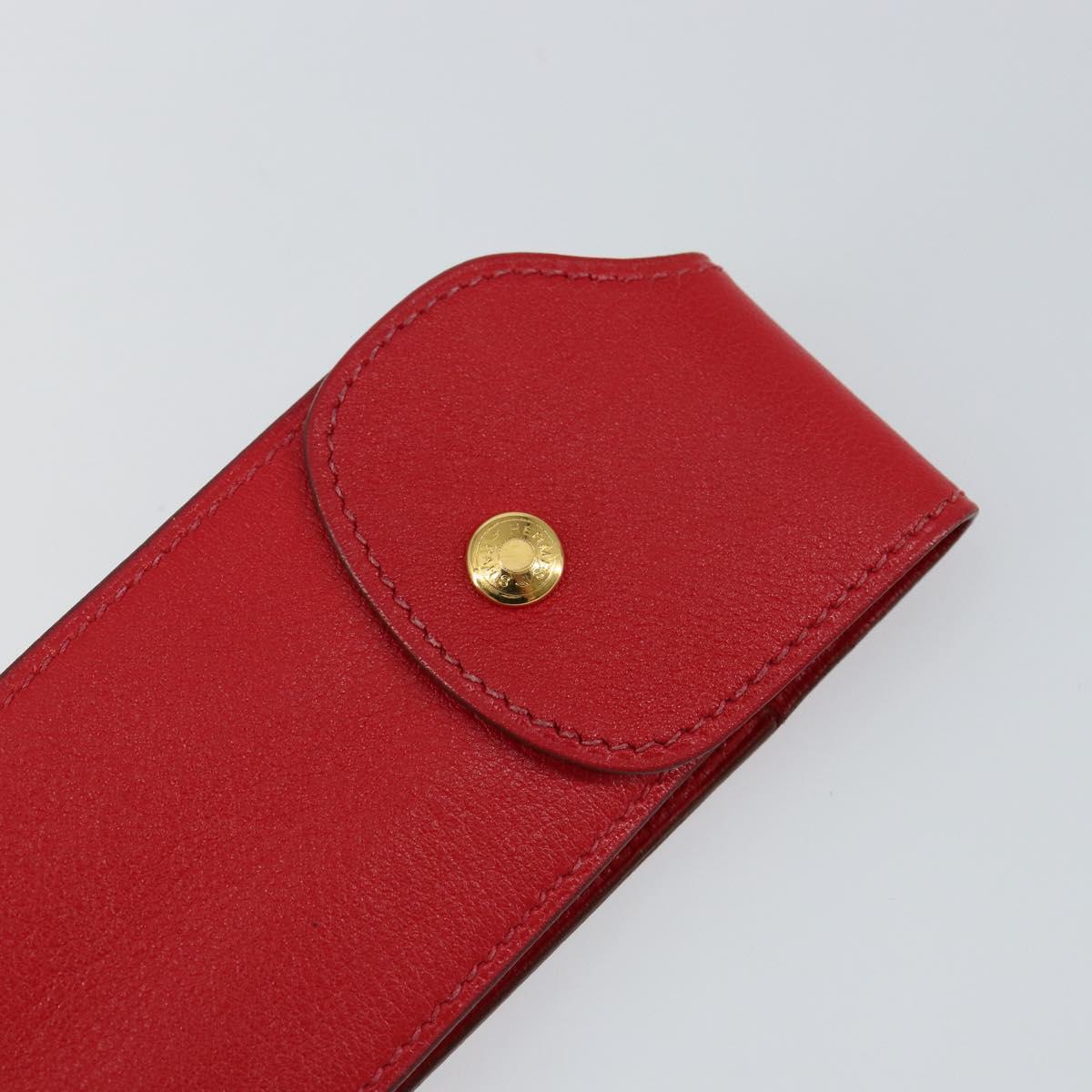 HERMES Glasses Case Leather Red Gold Auth bs29762 | eBay