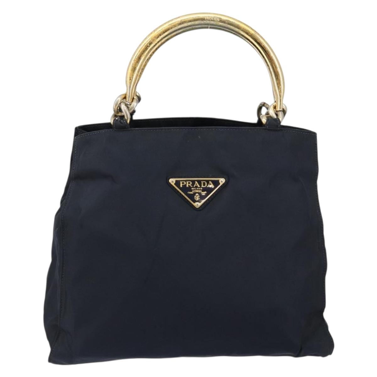 PRADA Hand Bag Nylon Navy Gold Auth bs29879 | eBay