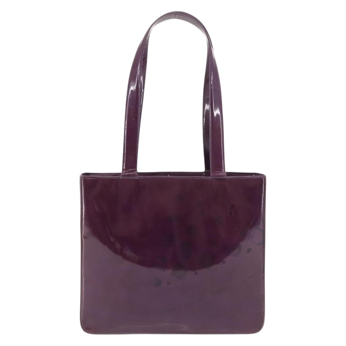 CHANEL Tote Bag Patent leather Purple Gold CC Auth bs29957 | eBay
