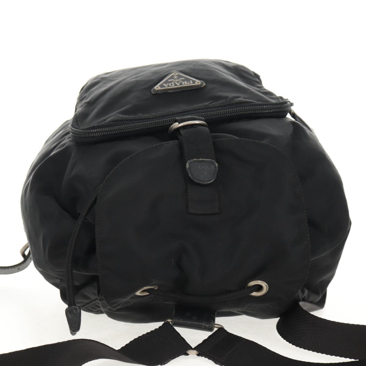 PRADA Backpack Nylon Black Silver Auth 151656 PRADA Backpack Nylon Black Silver Auth am9106 Silvery ref  main image 2