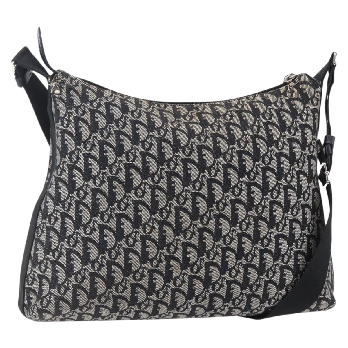 Christian Dior Trotter Canvas Shoulder Bag Black Silver Auth  display picture 3