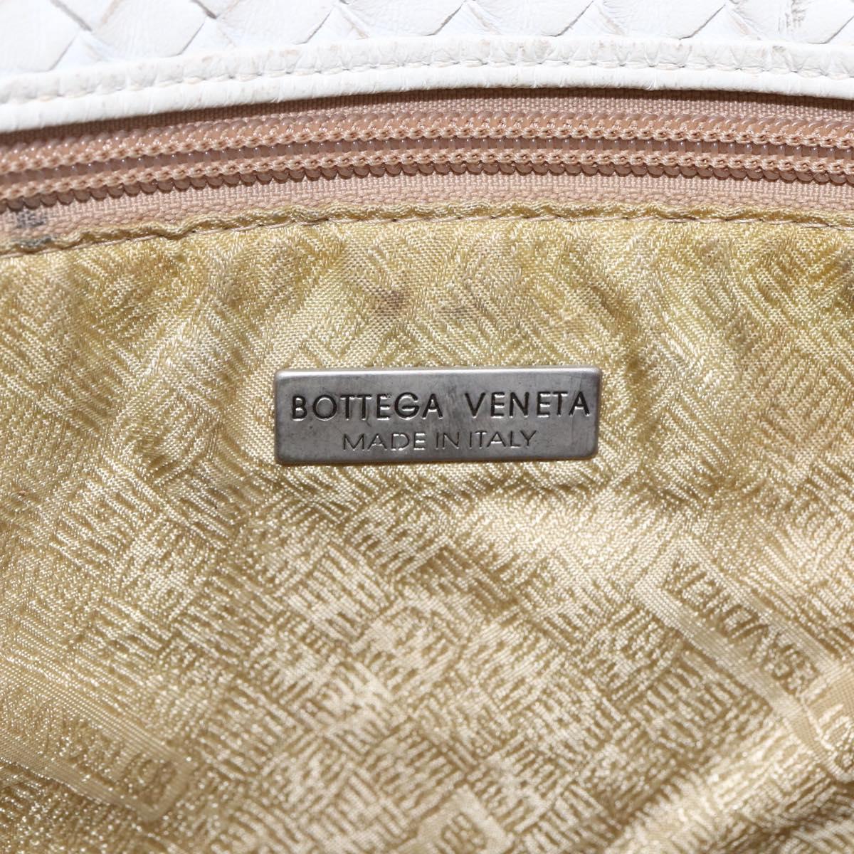 BOTTEGA VENETA INTRECCIATO Shoulder Bag Leather White Silver Auth