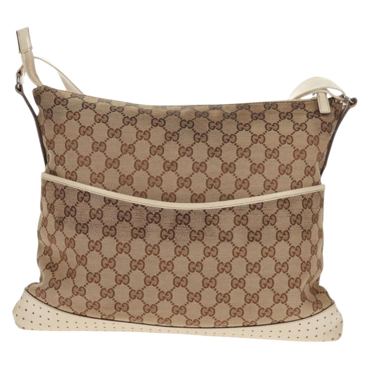 GUCCI GG Canvas Shoulder Bag Beige Silver 145856 Auth bs31883 | eBay