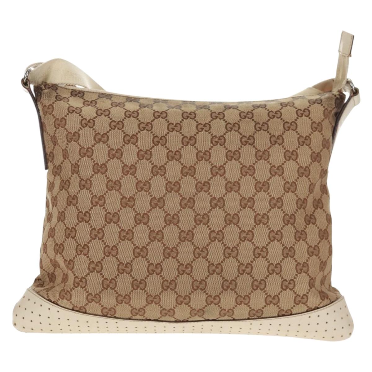 GUCCI GG Canvas Shoulder Bag Beige Silver 145856 Auth bs31883 | eBay