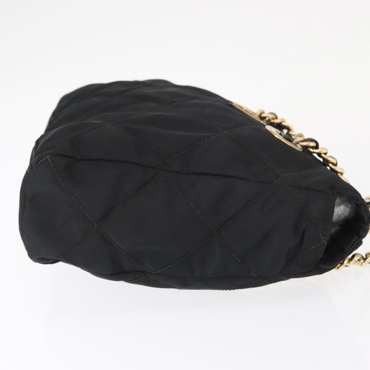 PRADA Chain Shoulder Bag Nylon Black Gold Auth bs32070 | eBay