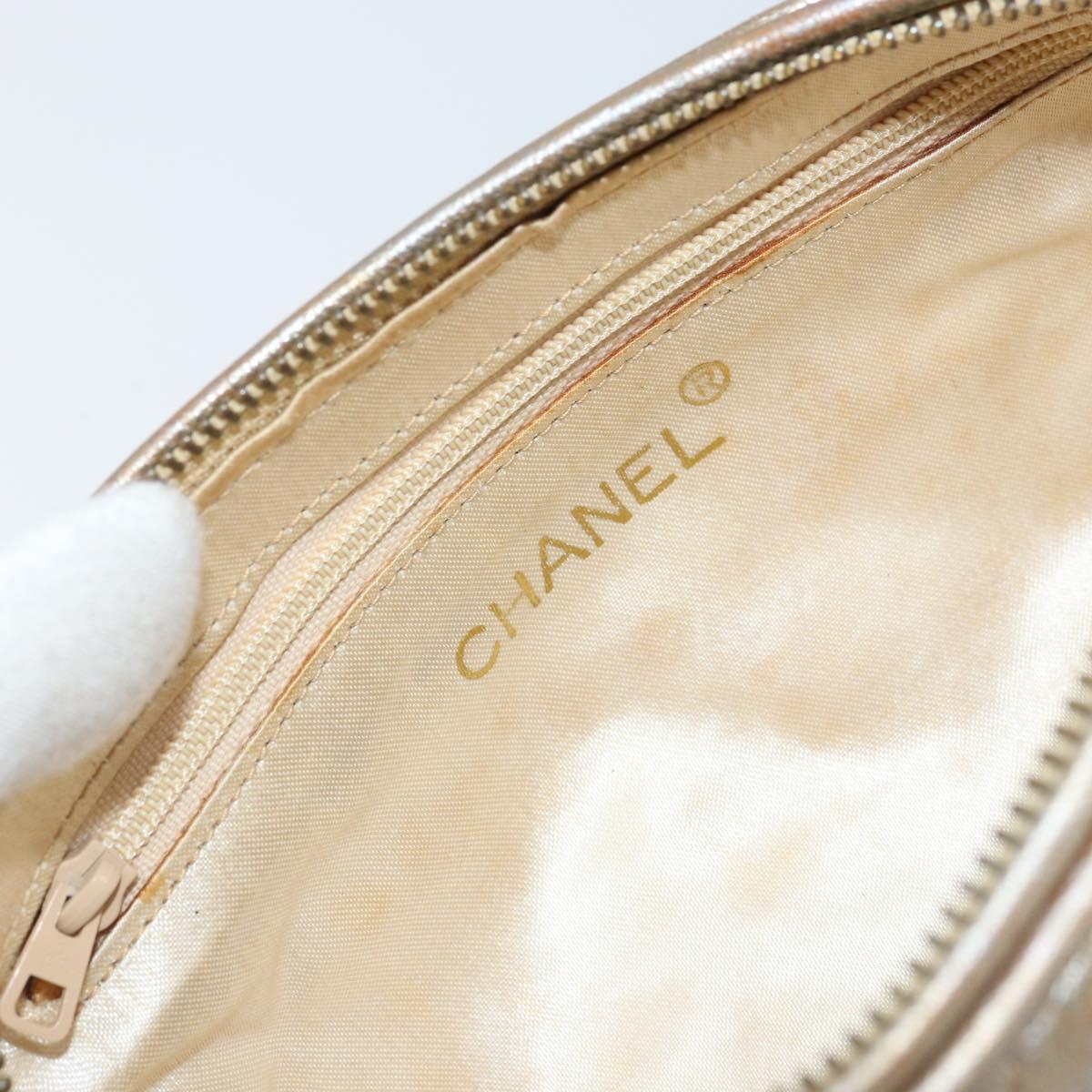 CHANEL Matelasse Pouch Leather Champagne Gold CC Auth  CHANEL Matelasse Hand Bag Leather Champagne Gold CC Auth 160074 main image 0