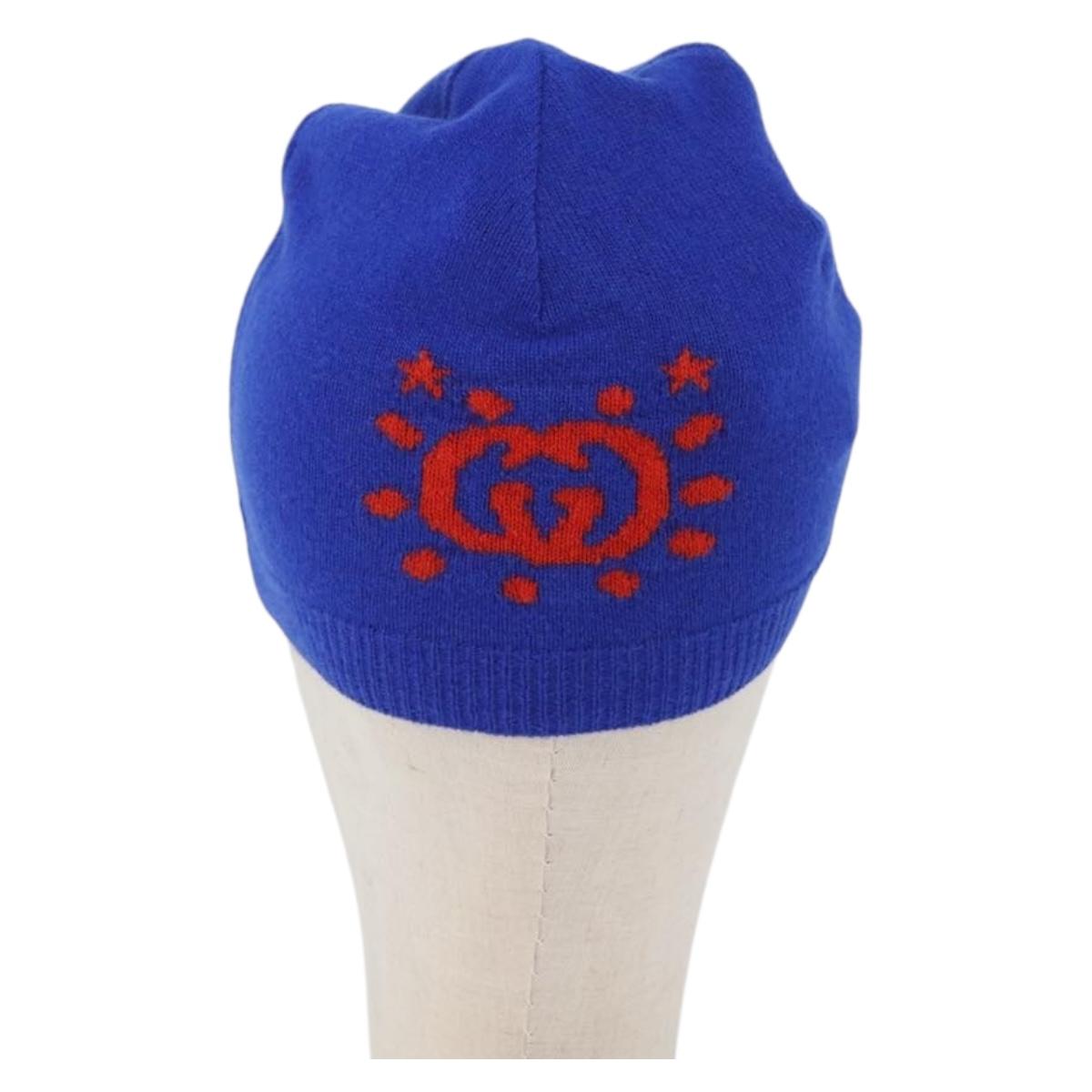 GUCCI GG Canvas knitted Fabrics Cap M Blue 748423 Auth bs33379 | eBay