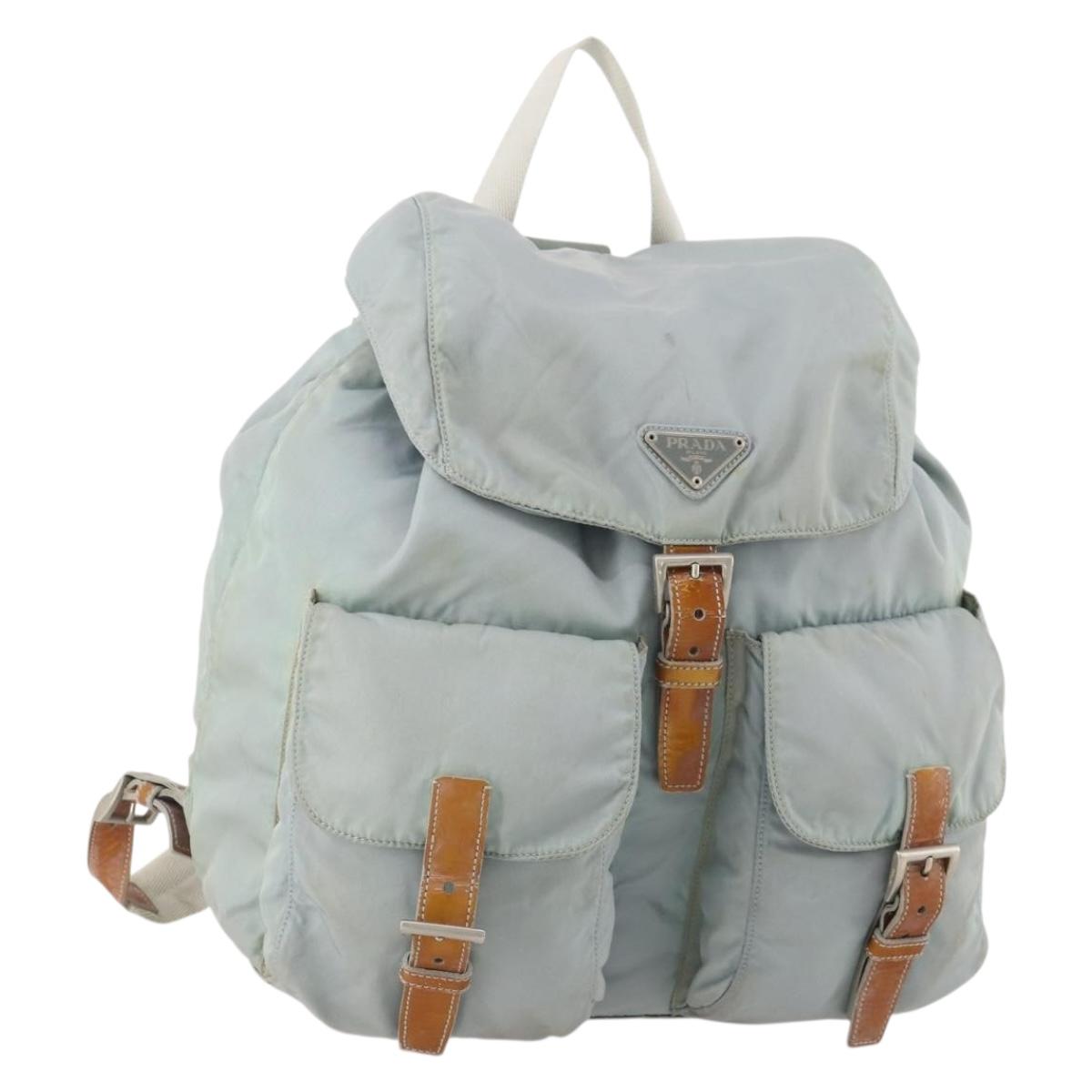 PRADA Backpack Nylon Light Blue Silver Auth bs34101 | eBay