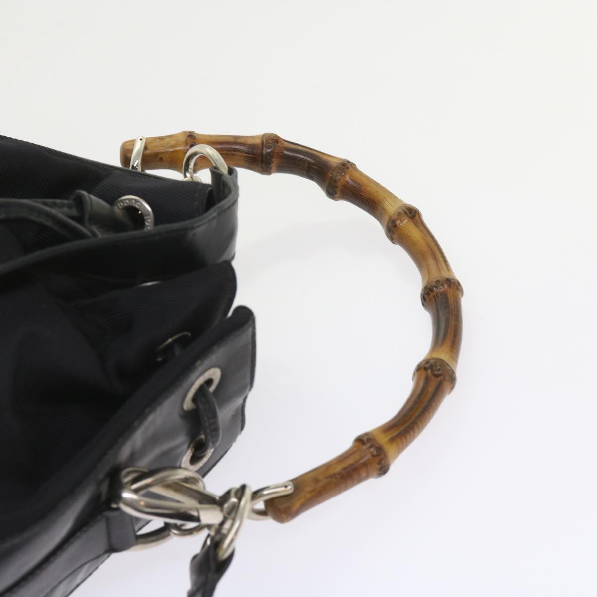GUCCI Bamboo Shoulder Bag Nylon 2way Black Auth bs9976 | eBay