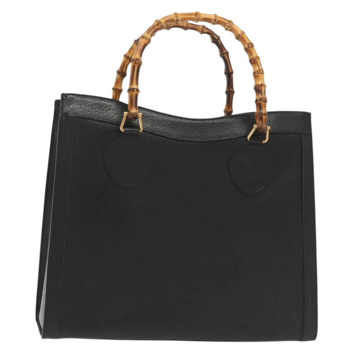 バッグ OLD GUCCI Bamboo Hand Bag 2way Suede GUCCI Bamboo Hand Bag Leather Black Gold 002 1186 0260 Auth