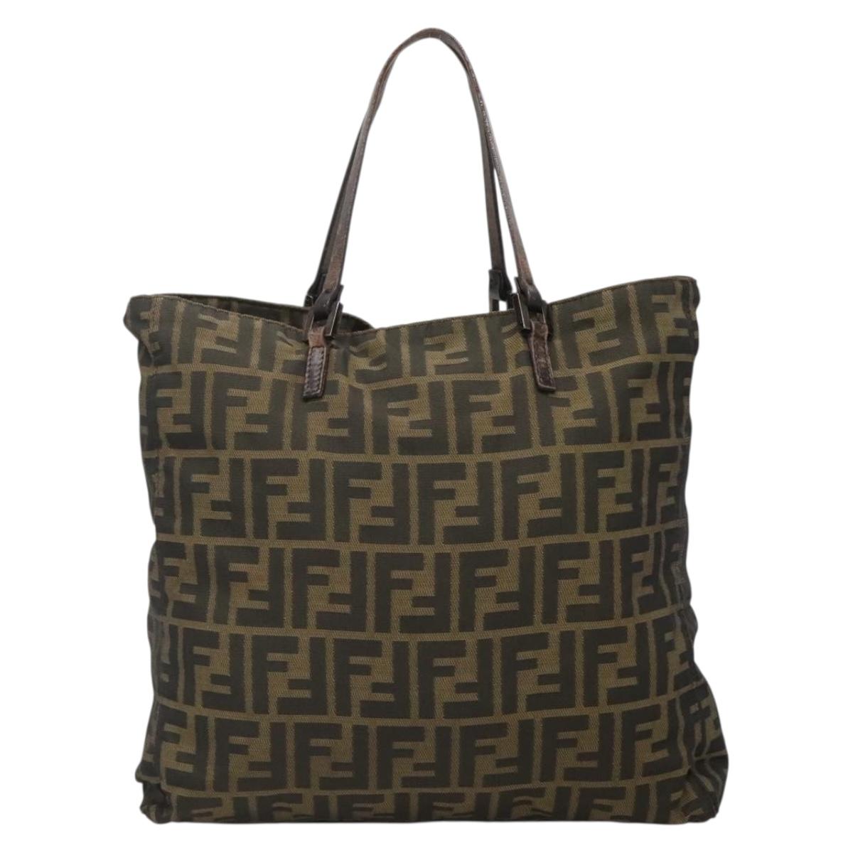 FENDI Zucca Canvas Tote Bag Black Brown Auth ep10285 | eBay