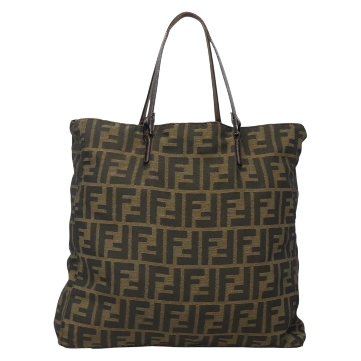 FENDI Zucca Canvas Tote Bag Black Brown Auth ep10285 | eBay