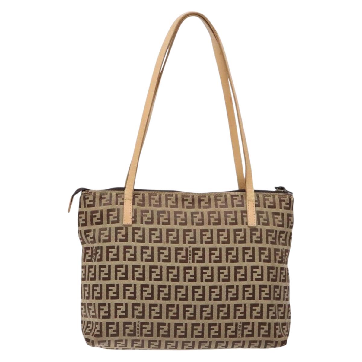 FENDI Zucchino Canvas Hand Bag Beige Auth ep10385 | eBay