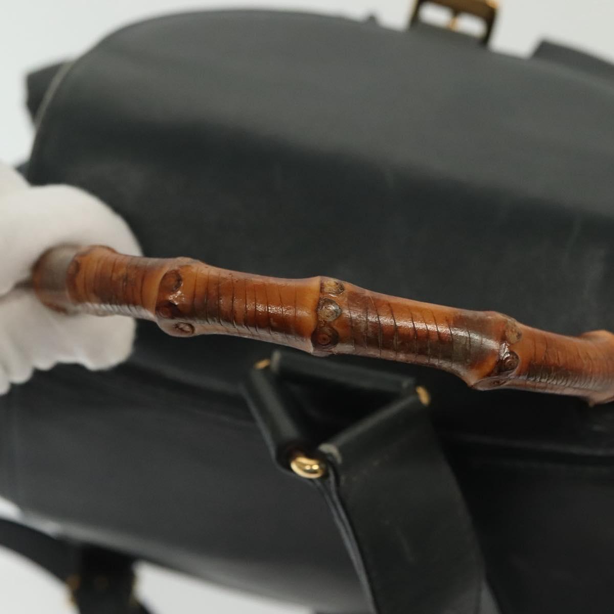GUCCI Bamboo Backpack Leather Black Gold 003 2058 0016 Auth  display picture 3
