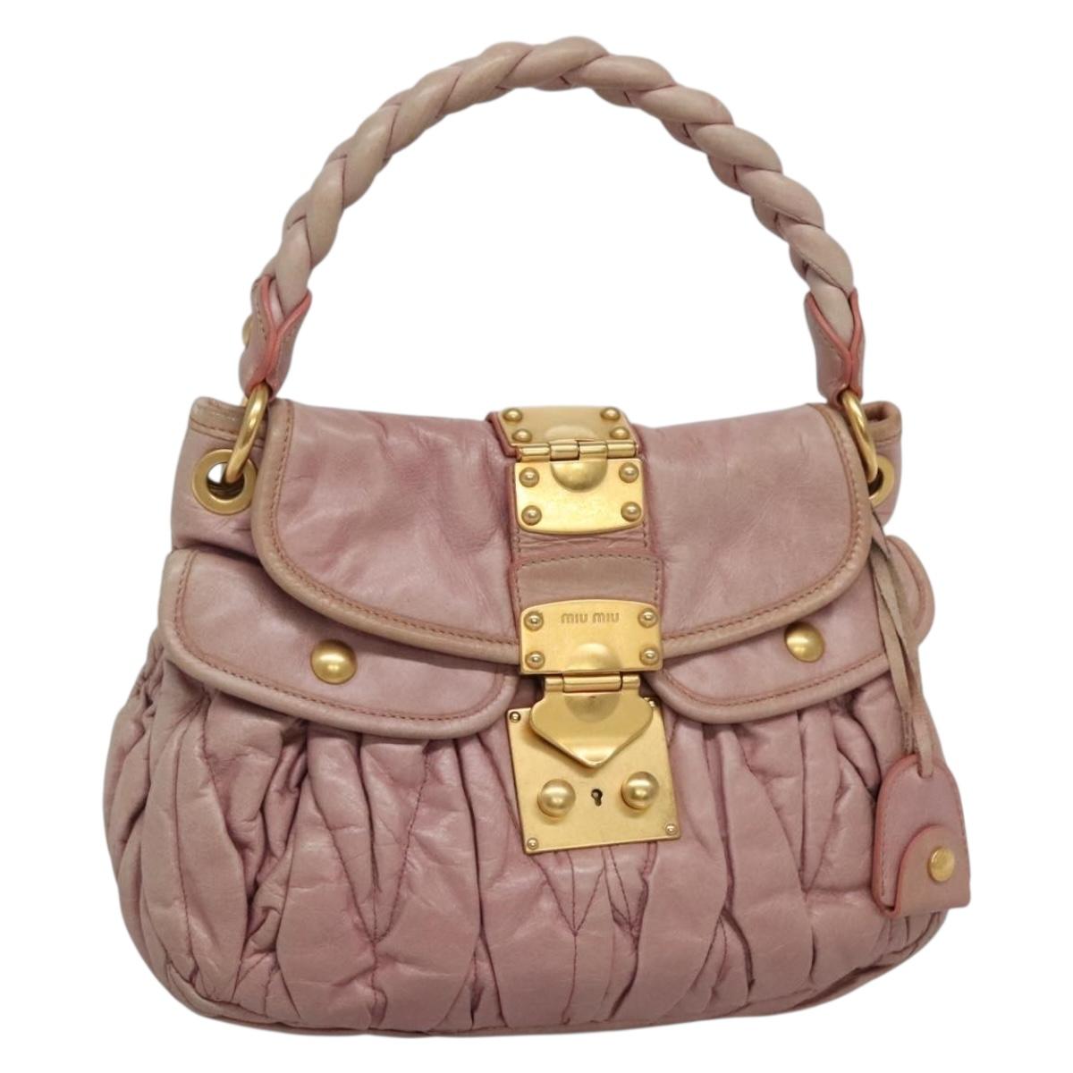 Miu Miu Matelasse Hand Bag Leather Purple Gold Auth ep10682 | eBay