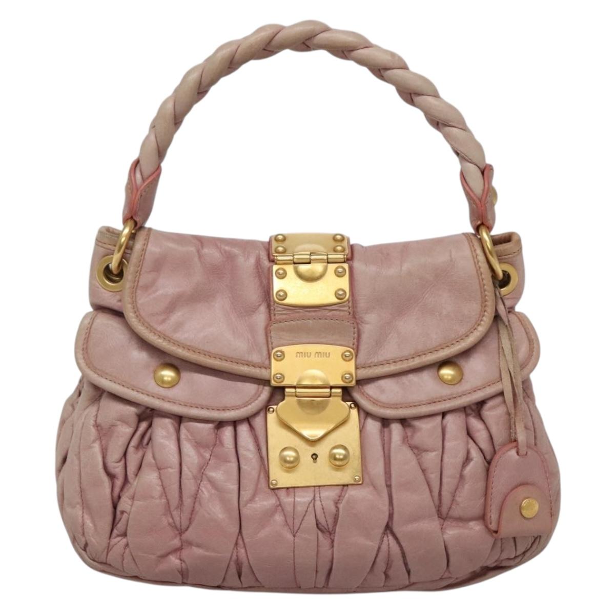 Miu Miu Matelasse Hand Bag Leather Purple Gold Auth ep10682 | eBay