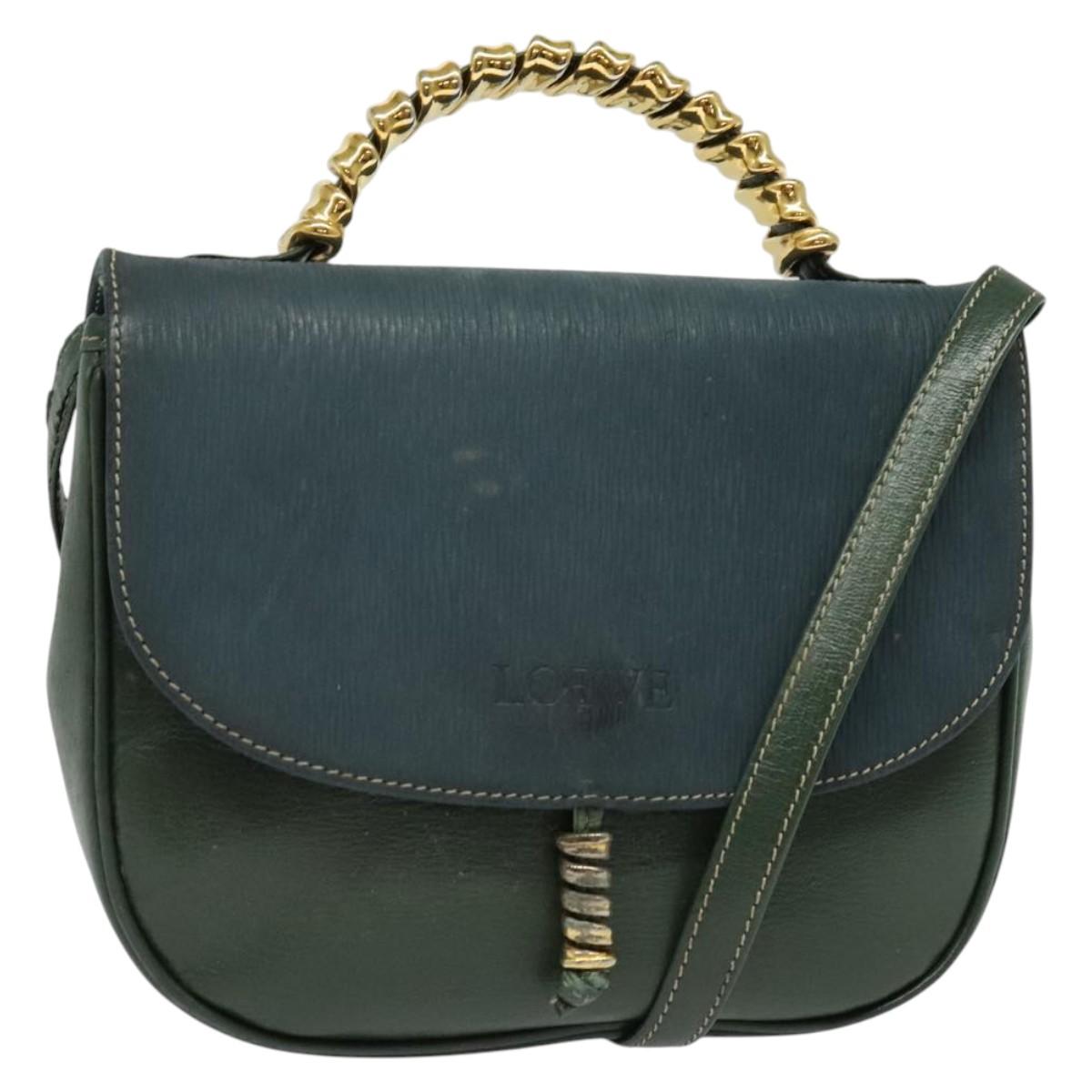 LOEWE Velazquez Hand Bag Leather 2way Green Gold Auth ep10716 | eBay